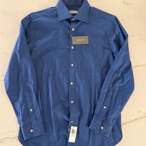 NWT Michael Kors Men's Size 15 1/2 32/33 Button Up Blue Slim Fit (15.5)